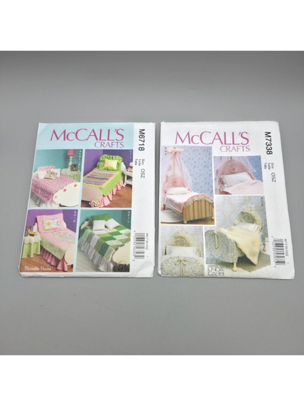 McCalls Crafts Pattern M7338 & M6718 Doll Bedding Sewing Patterns for 18" Dolls